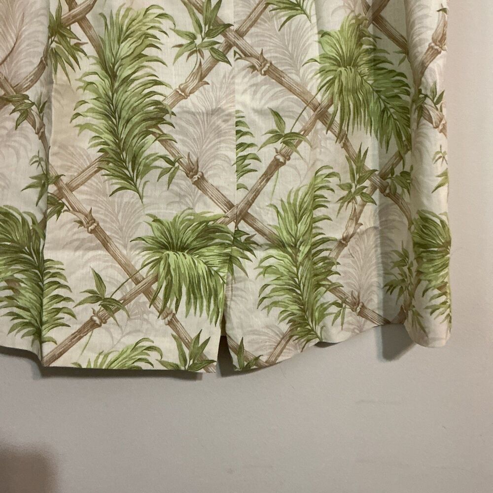 VTG Talbots Linen Tropical Bamboo Palm Leaf Lattice Pencil Skirt Cream Green 16W - Picture 4 of 7